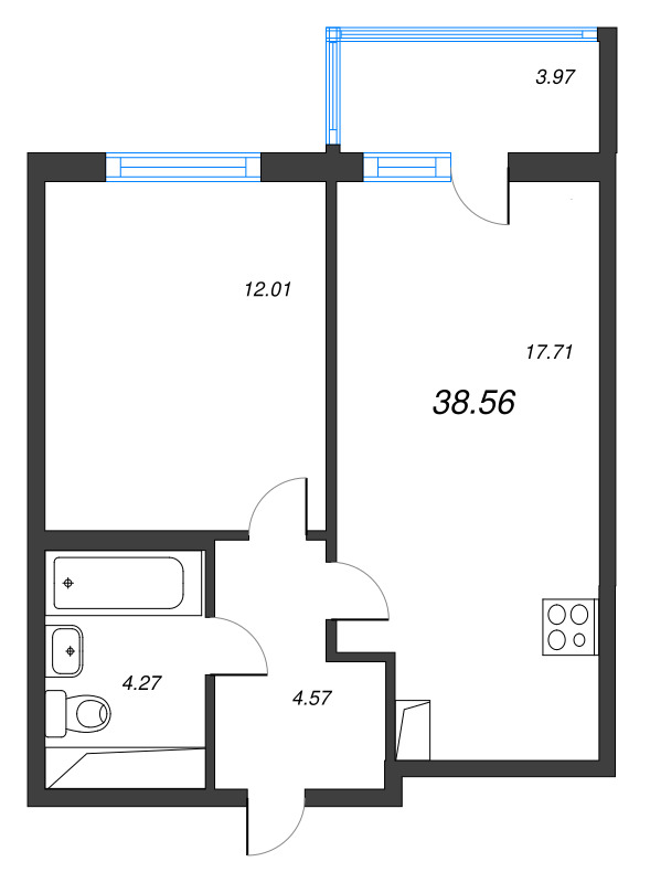 2 ккв (Евро) 38,6 м²