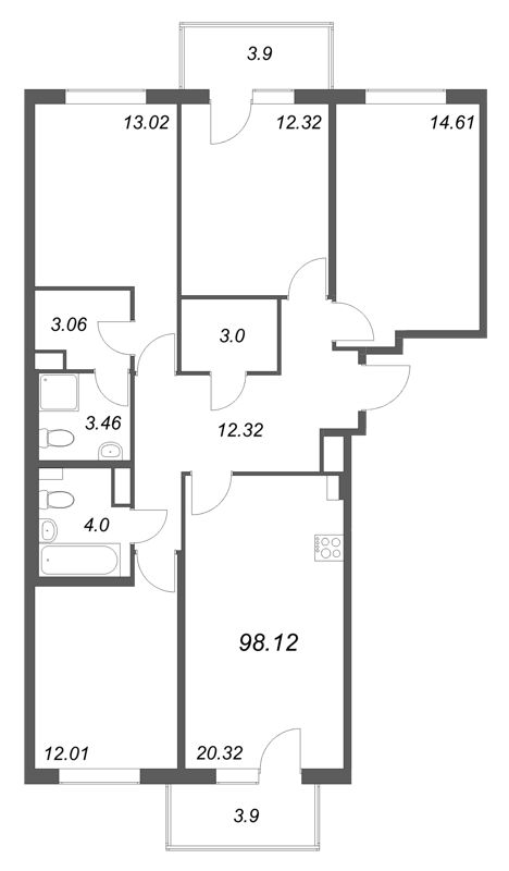 5 ккв (Евро) 98,1 м²