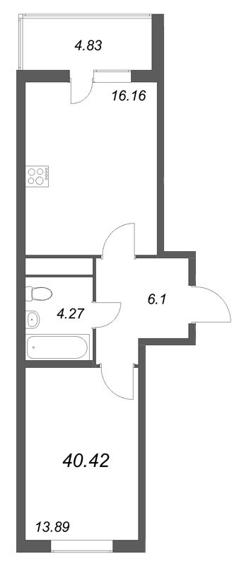 2 ккв (Евро) 40,4 м²