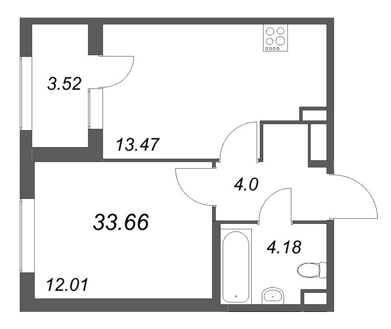 1 ккв 33,7 м²