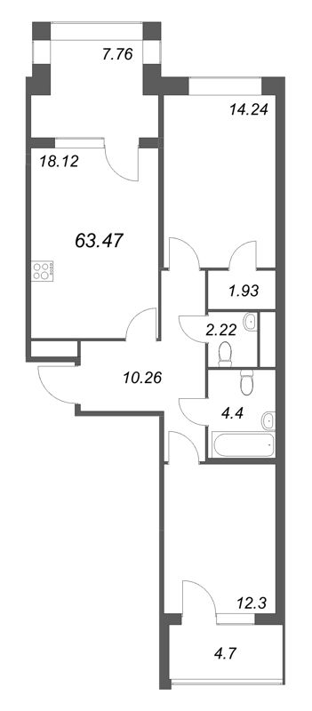 3 ккв (Евро) 63,5 м²