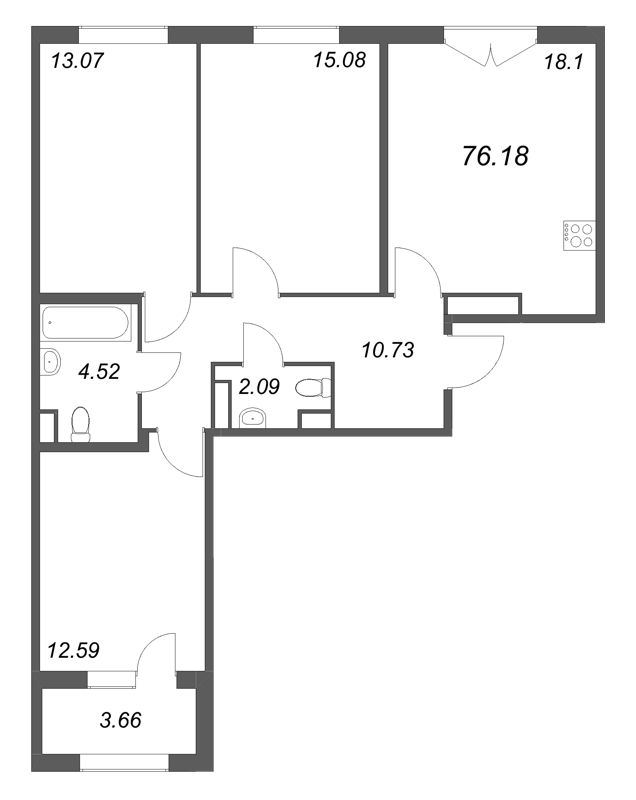 4 ккв (Евро) 76,2 м²