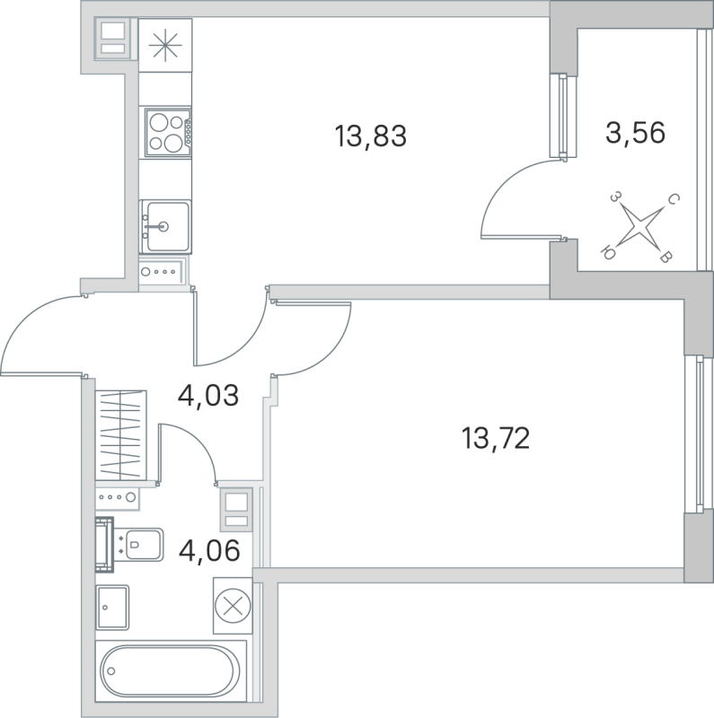 1 ккв 35,4 м²