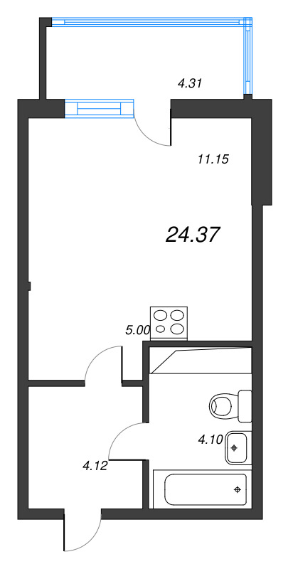 Студия 24,4 м²