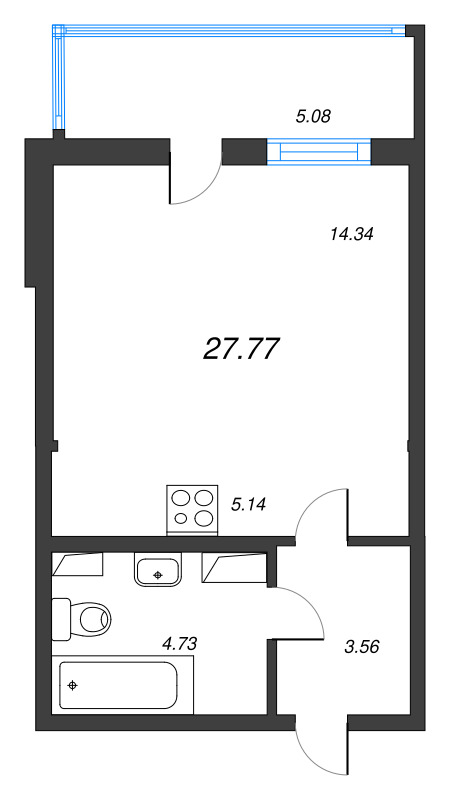 Студия 27,8 м²
