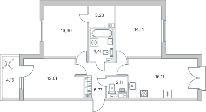 4 ккв (Евро) 73,2 м²