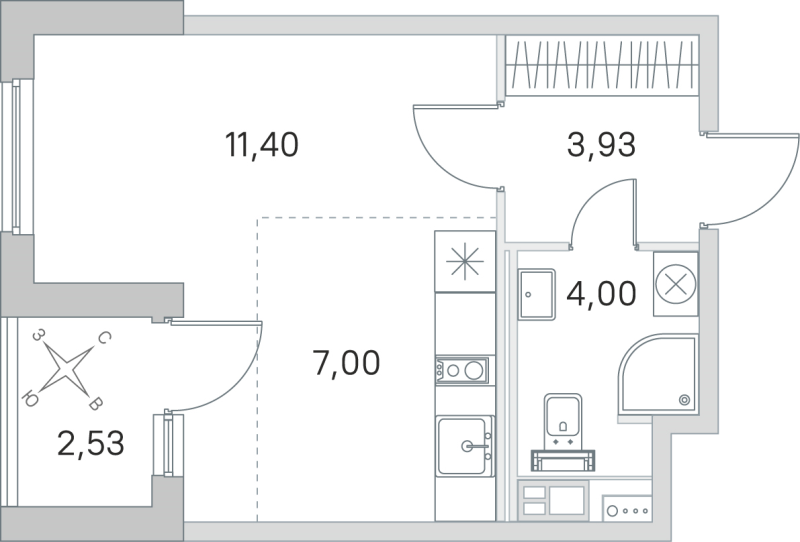 Студия 26,3 м²
