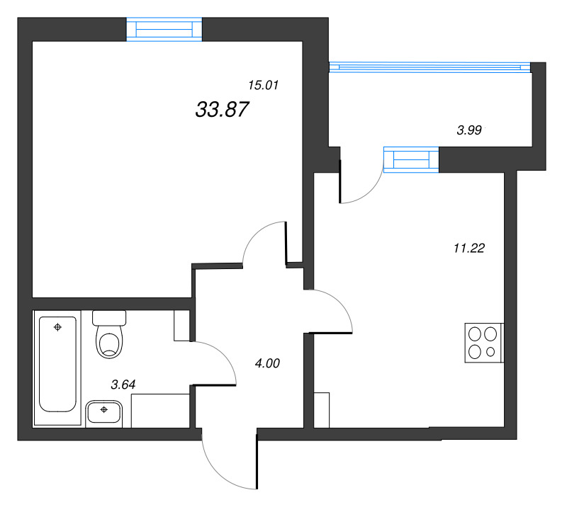 1 ккв 33,9 м²