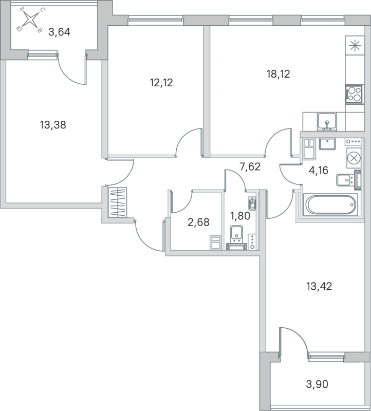 4 ккв (Евро) 73,3 м²