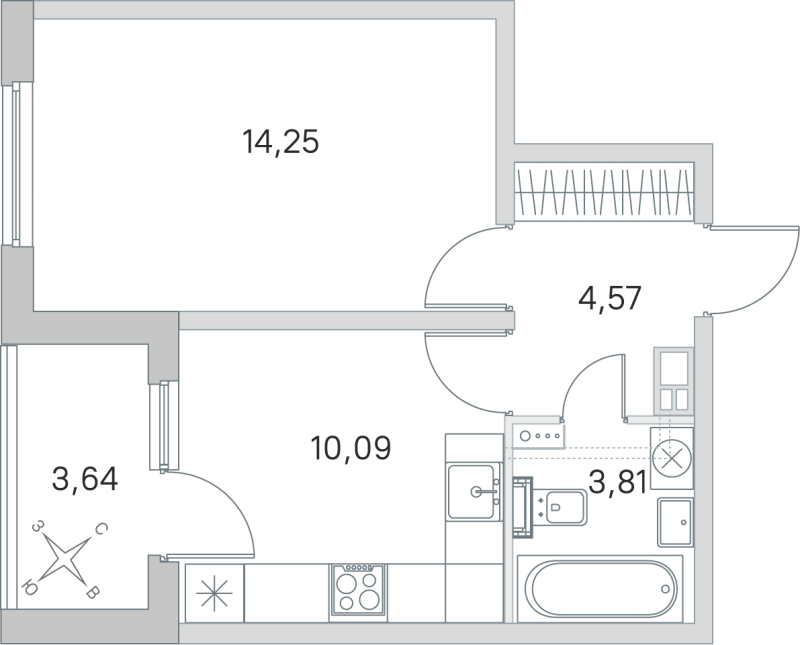 1 ккв 32,7 м²