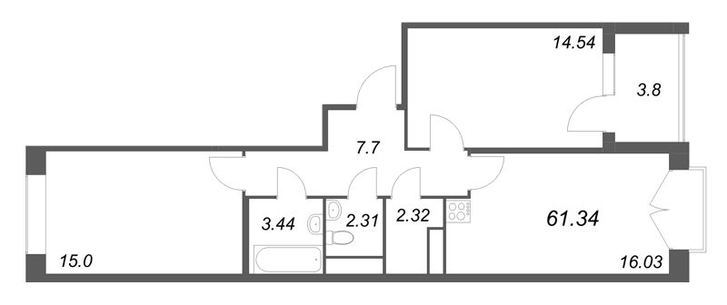 3 ккв (Евро) 61,3 м²