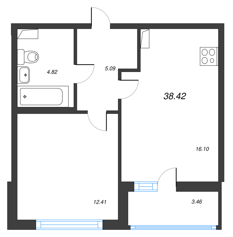 2 ккв (Евро) 38,4 м²