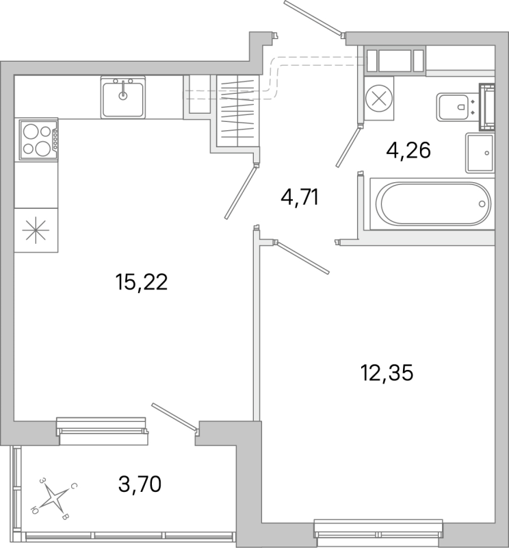 2 ккв (Евро) 36,5 м²