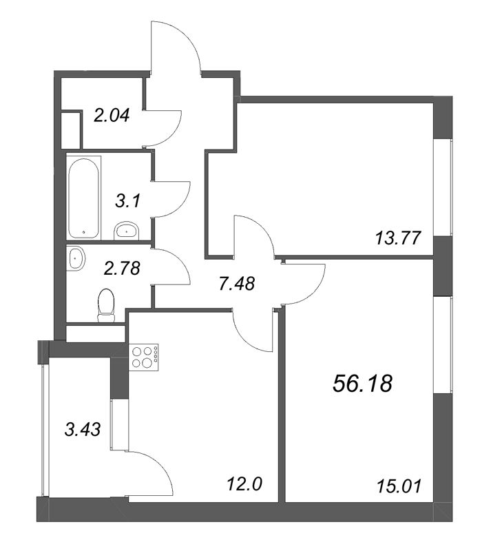 2 ккв 56,2 м²