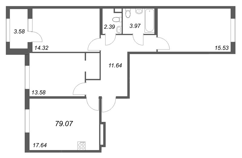 4 ккв (Евро) 79,1 м²