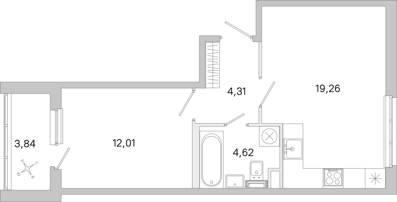 2 ккв (Евро) 40,2 м²