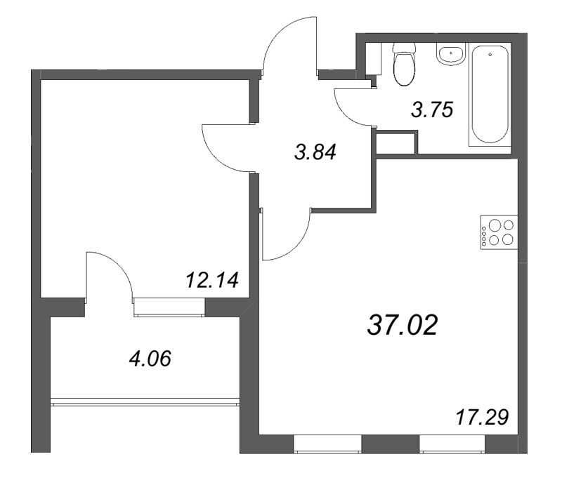 2 ккв (Евро) 37 м²