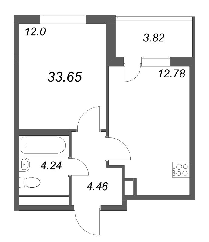 1 ккв 33,7 м²