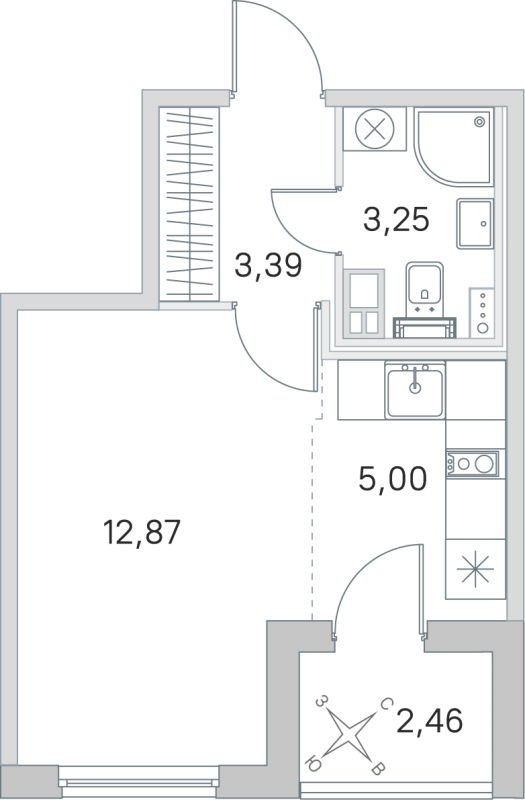 Студия 24,5 м²