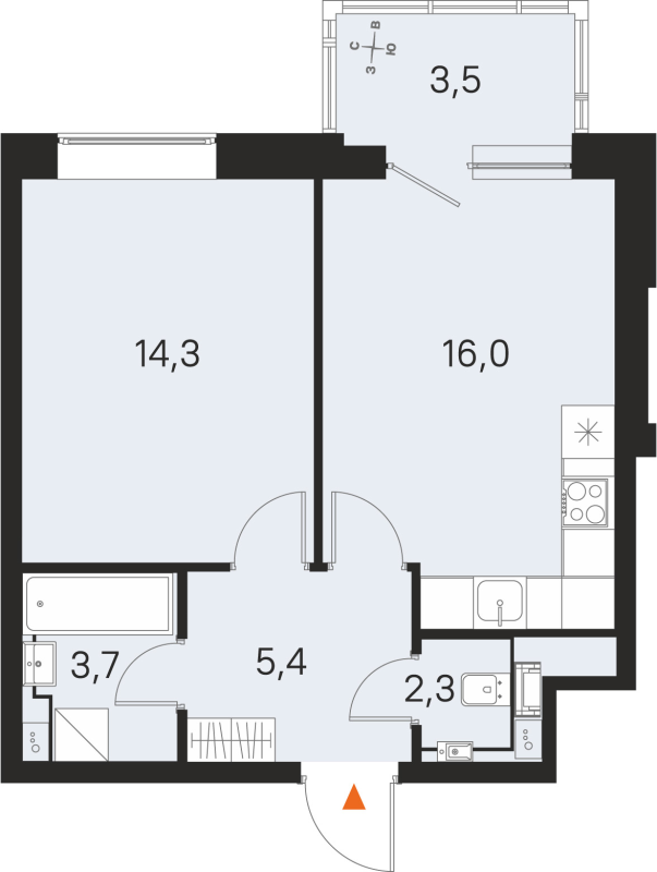 2 ккв (Евро) 41,7 м²