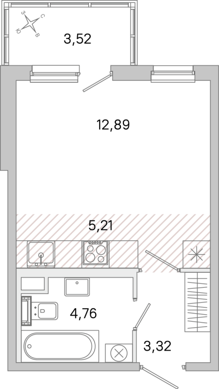 Студия 26,2 м²