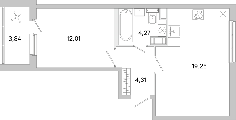 2 ккв (Евро) 39,9 м²