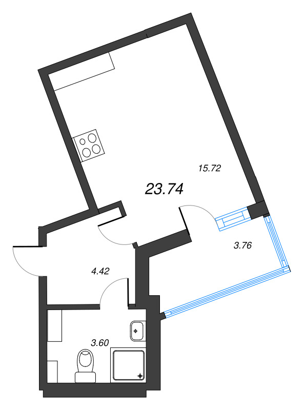 Студия 23,7 м²