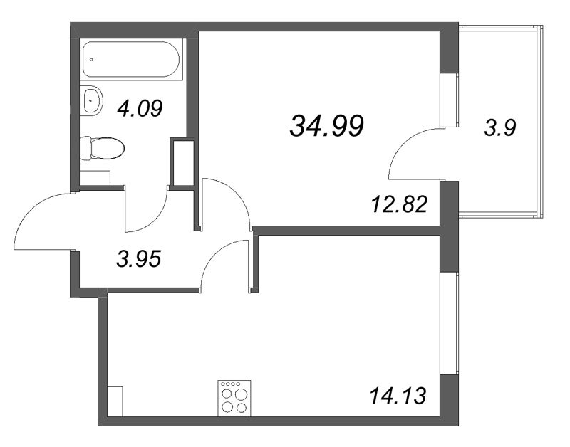 1 ккв 35 м²