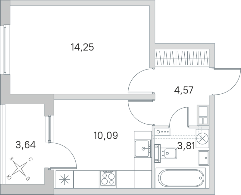 1 ккв 32,7 м²