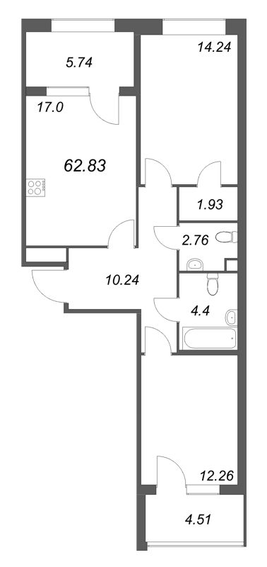 3 ккв (Евро) 62,8 м²