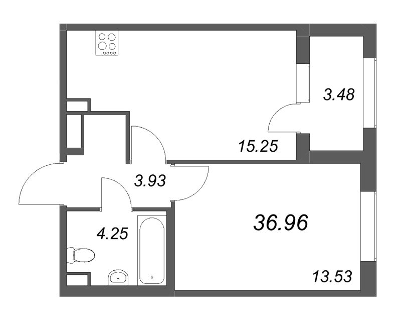 2 ккв (Евро) 37 м²