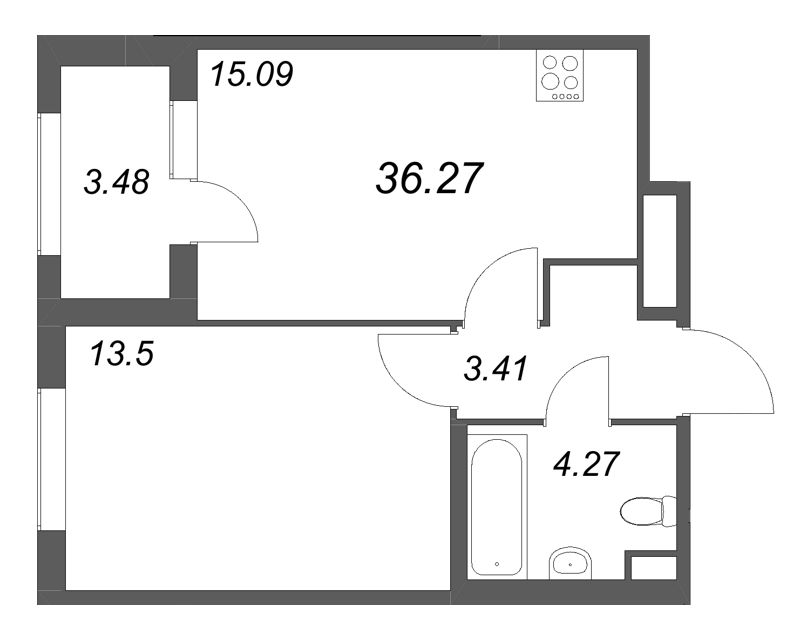 2 ккв (Евро) 36,3 м²