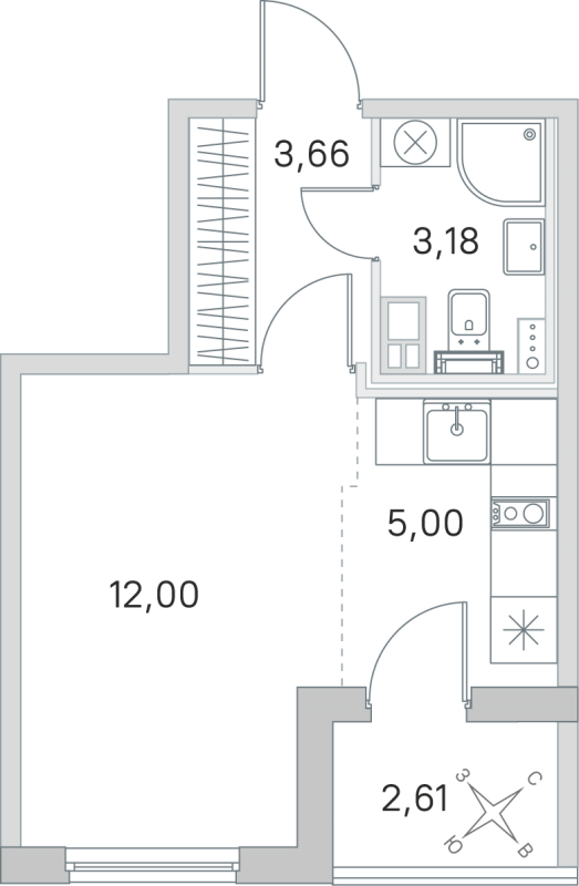 Студия 23,8 м²