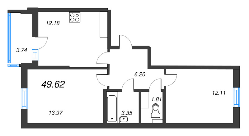2 ккв 49,6 м²