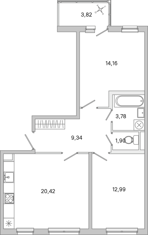 3 ккв (Евро) 62,6 м²