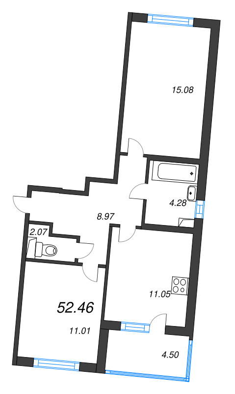 2 ккв 52,5 м²