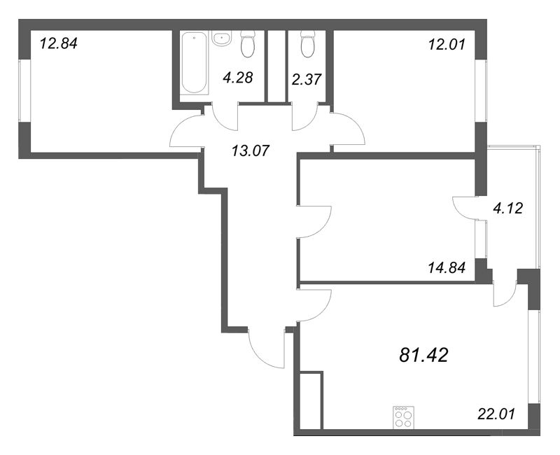 4 ккв (Евро) 81,4 м²