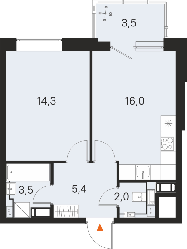 2 ккв (Евро) 41,2 м²