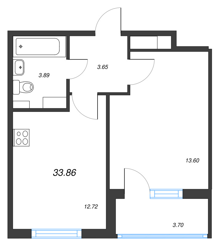 1 ккв 33,9 м²