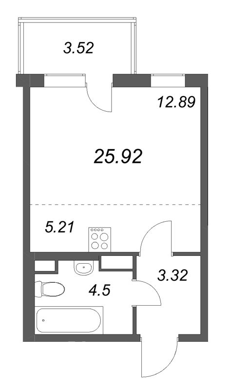 Студия 25,9 м²