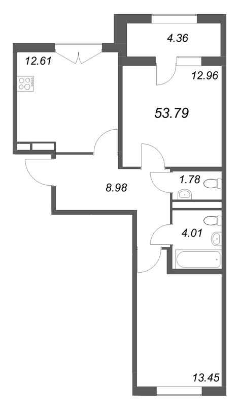 2 ккв 53,8 м²
