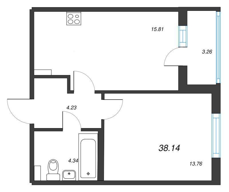 2 ккв (Евро) 38,1 м²
