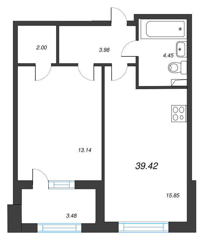 2 ккв (Евро) 39,4 м²