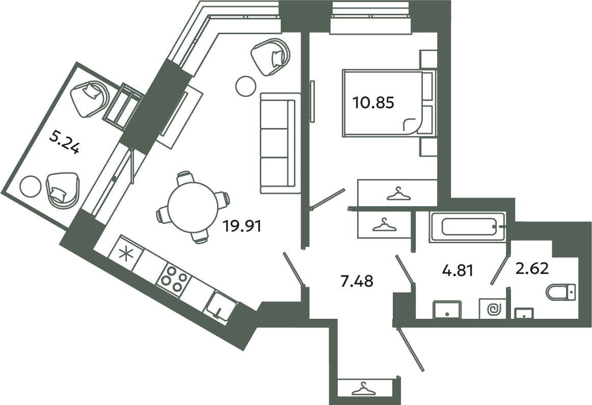 2 ккв (Евро) 47,2 м²