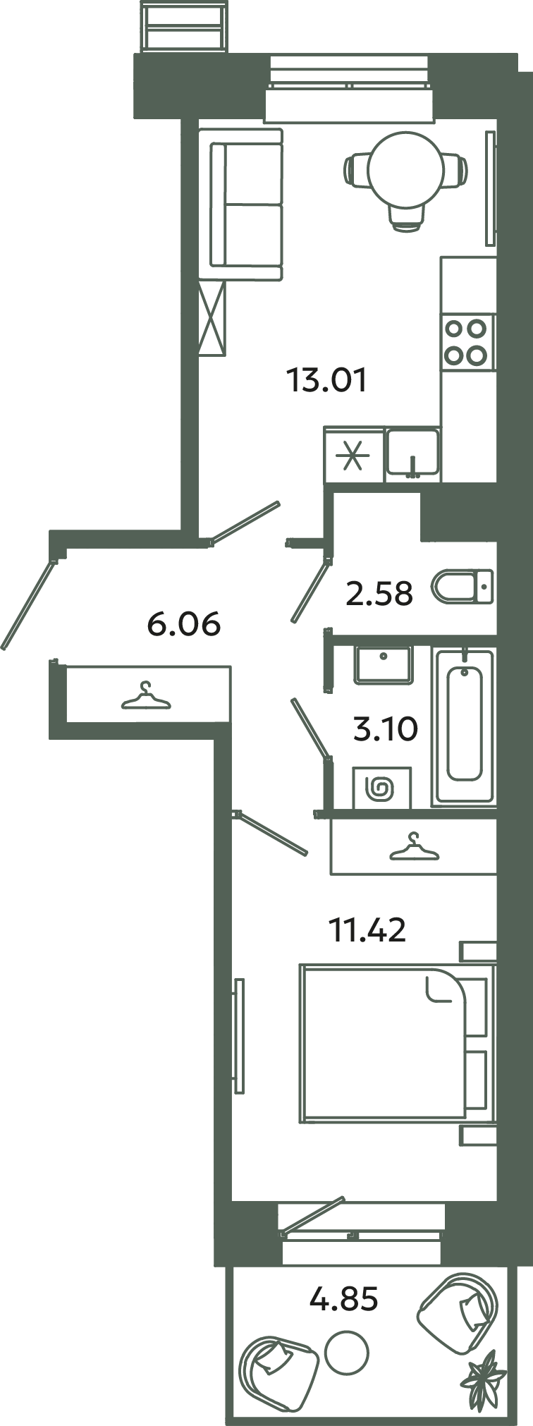 1 ккв 37,6 м²