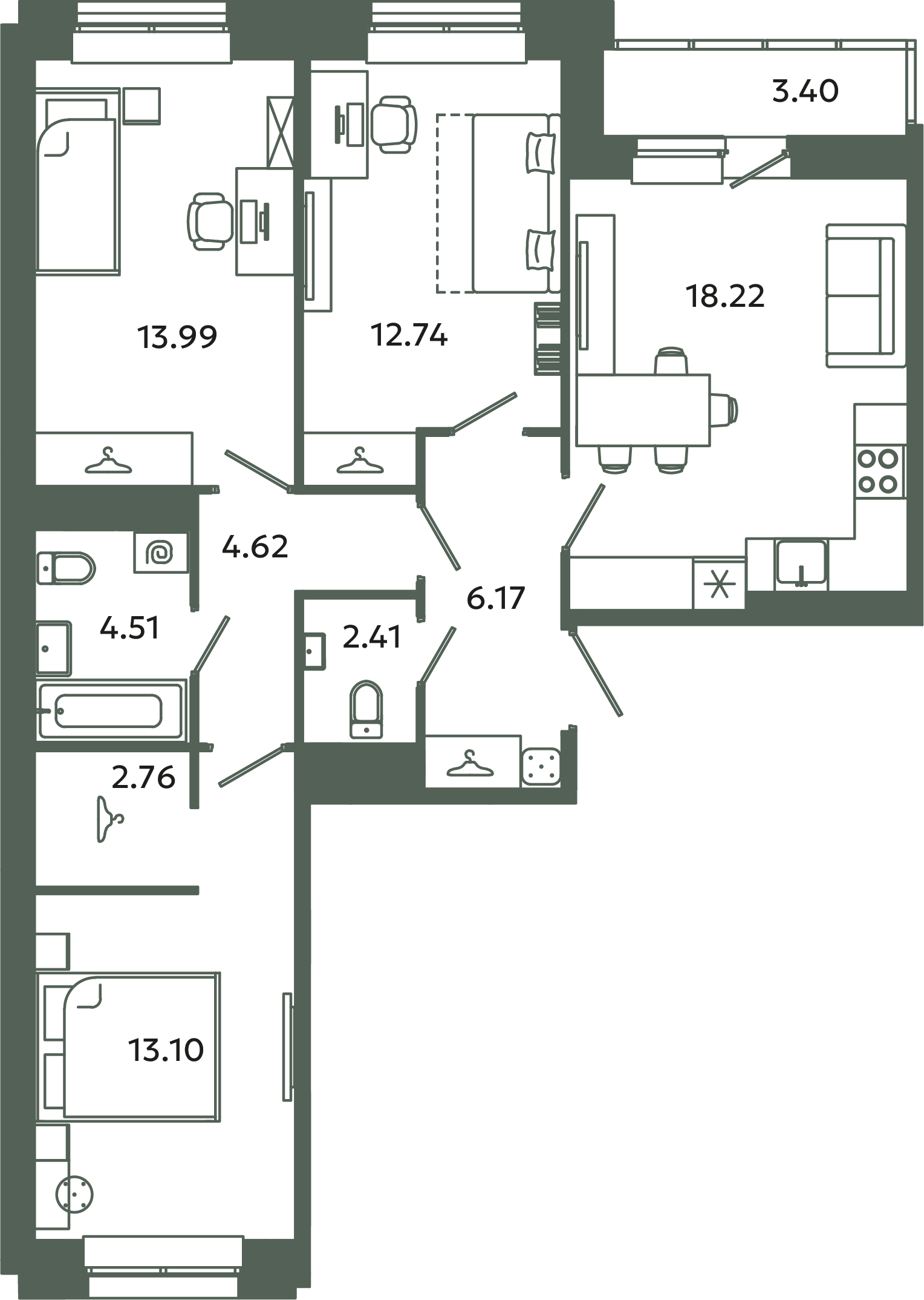 4 ккв (Евро) 79,6 м²