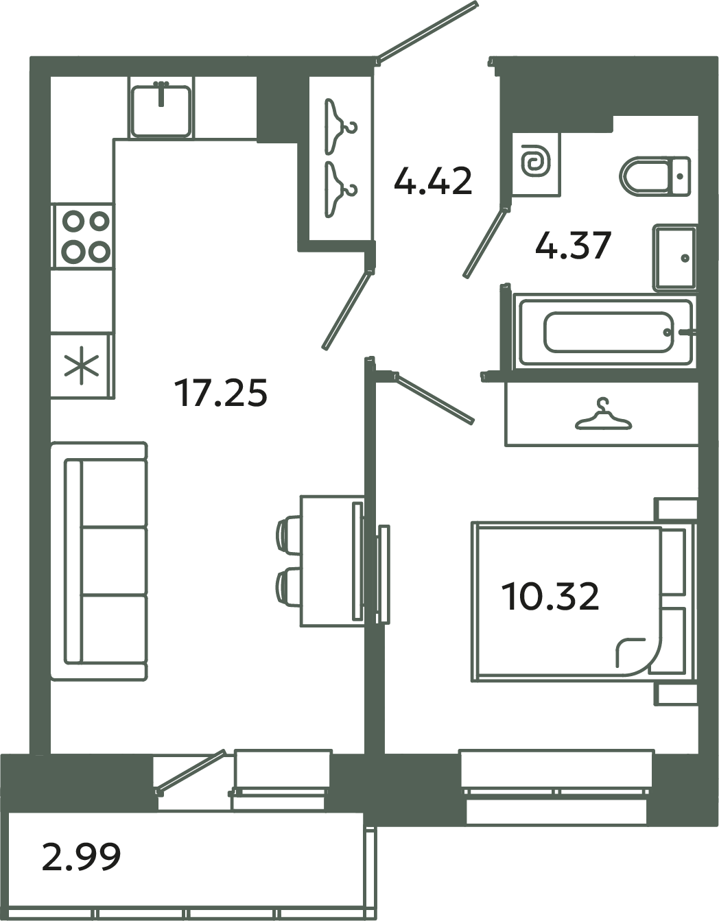 2 ккв (Евро) 37,3 м²