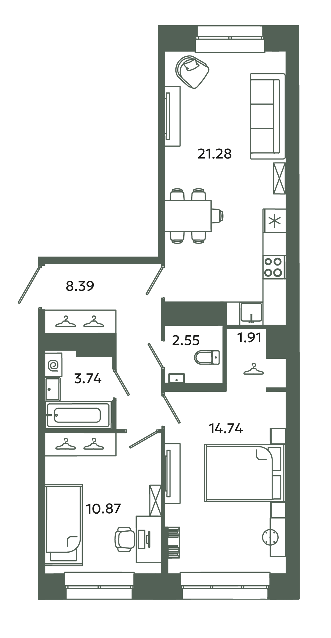 3 ккв (Евро) 63,5 м²
