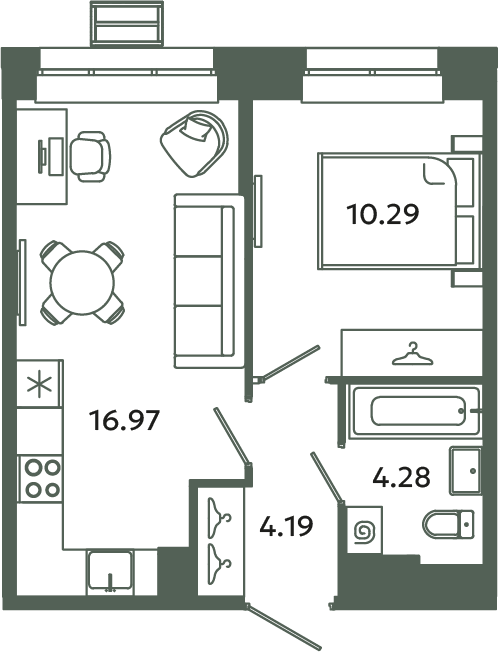 2 ккв (Евро) 35,7 м²