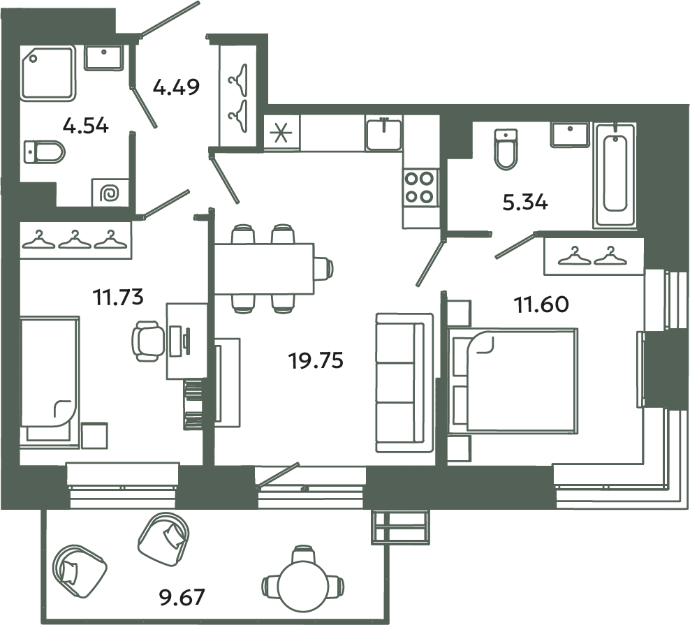 3 ккв (Евро) 60,4 м²